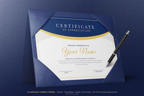 Premium PSD | Stylish a4 landscape diploma certificate editable mockup ...