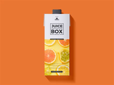 Free Top View Juice Carton Packaging Mockup Design - Mockup Planet