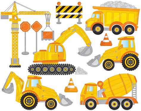 Construction Clipart Vector Construction Clipart, Crane Clipart, Truck ...