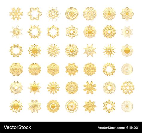 Ornamental gold symbols set Royalty Free Vector Image