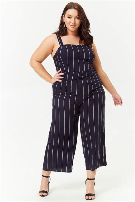 Plus Size Striped Cutout Jumpsuit | Forever 21 | Plus size romper ...