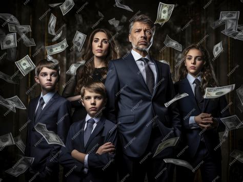 Premium AI Image | Rich family portrait photo with a lot of banknotes ...