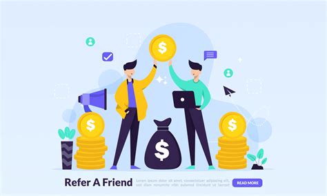 People share info about referral and earn money. Refer A Friend Concept ...