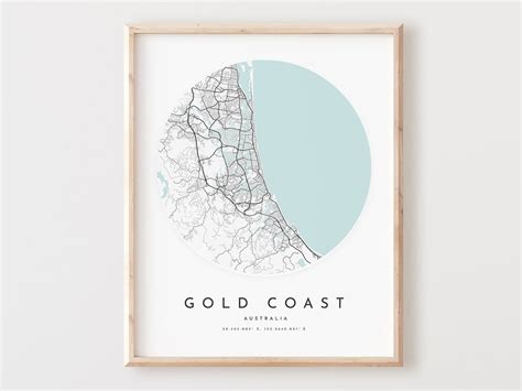 Gold Coast Map Print, Gold Coast Map Poster City Wall Art, Gold Coast ...