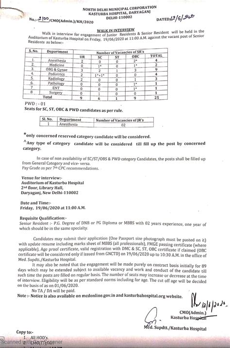 Kasturba Hospital Recruitment 2024 - Delhi Govt Jobs Website @20govt.com