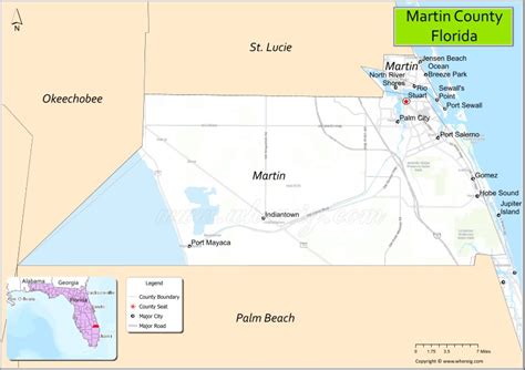 Martin County Map, Florida, USA | Check Major Cities & Towns, County ...