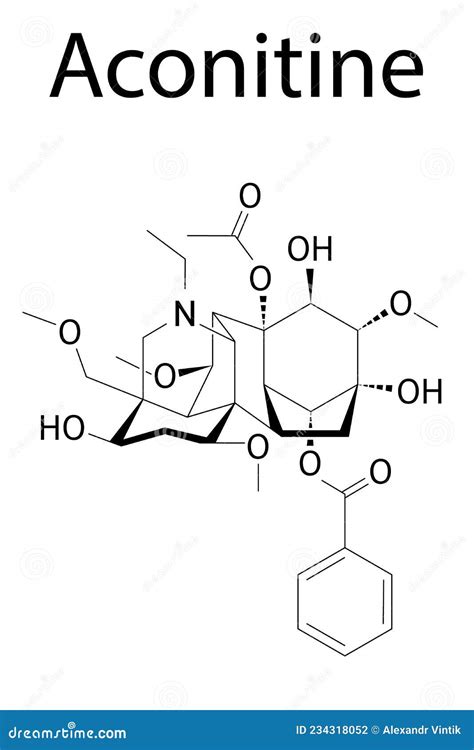 Skeletal Formula Of Aconitine Molecule. Chemical Structure Vector ...