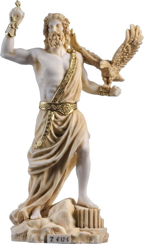 Zeus griechischer Gott Jupiter Donner Statue Figur Gold Alabaster 23 ...