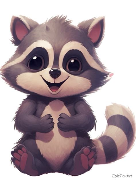 "Cute Cartoon Baby Raccoon Illustration with friendly smiling face ...