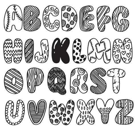 Hand drawn doodle funny font. Set of sketch cute alphabet. Vector ...