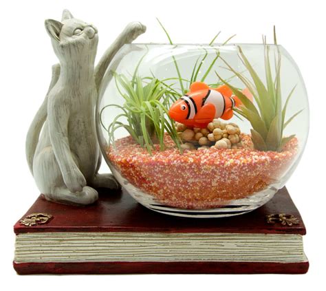 Cat & Glass Fish Bowl Ornament Aquarium Fish Tank Vintage Retro Home ...