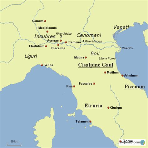 StepMap - Cisalpine Gaul 225-193 BC v2 - Landkarte für Italy