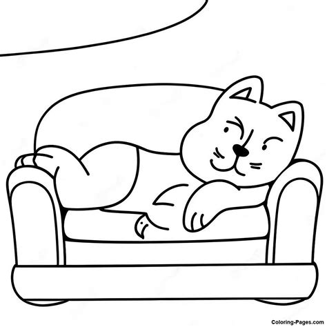 Garfield Sleeping On A Couch Coloring Page | Coloring-Pages.com