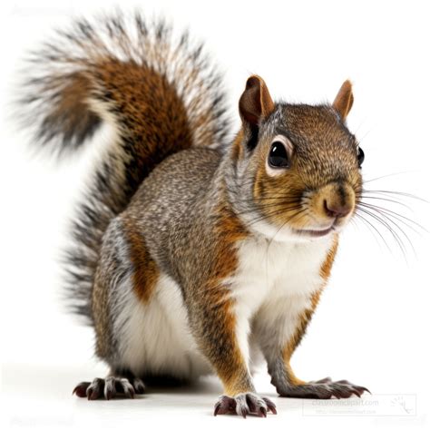 Squirrel Pictures-squirrel with fluffy tail on white background