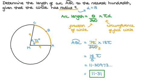 Question Video: Finding the Length of the Arc given Its Central Angle’s ...