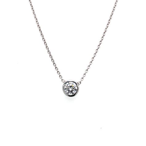 18k White Gold .44Ct Bezel Set Diamond Necklace – NAGI