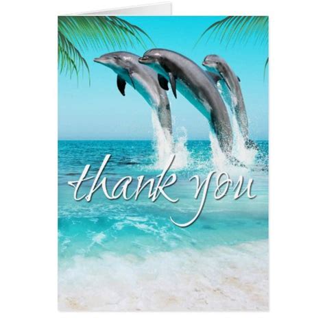 PLAYFUL DOLPHINS TROPICAL OCEAN Thank You Card | Zazzle