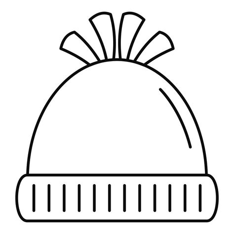 Woolen winter hat icon, outline style 14595477 Vector Art at Vecteezy