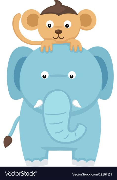 Elephant with monkey Royalty Free Vector Image