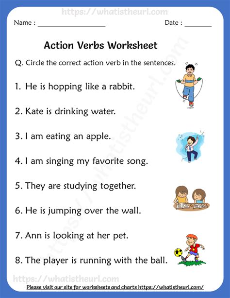 Action Verbs Worksheets for Grade 1 - Your Home Teacher | Verb ...