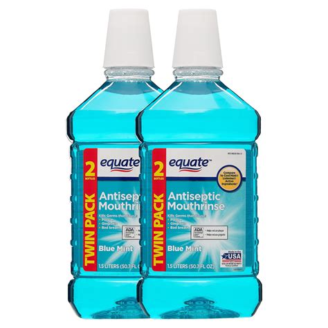 Equate Antiseptic Mouthwash, Blue Mint, 50.7 fluid ounces, 2 Pack ...