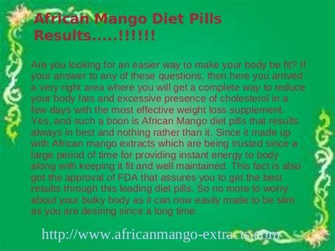 African Mango Diet Pill Results