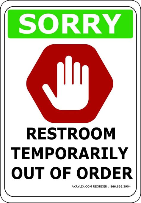 Vinyl PVC Sign - "Sorry Restroom Temporarily Out of Order" - MuseumBoxes