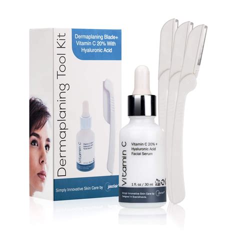 Dermaplaning Tool Kit – 3 Pack Face Razors and Vitamin C Serum ...