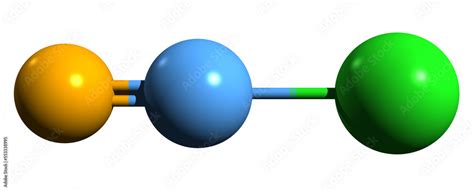 3D image of Cyanogen chloride skeletal formula - molecular chemical ...