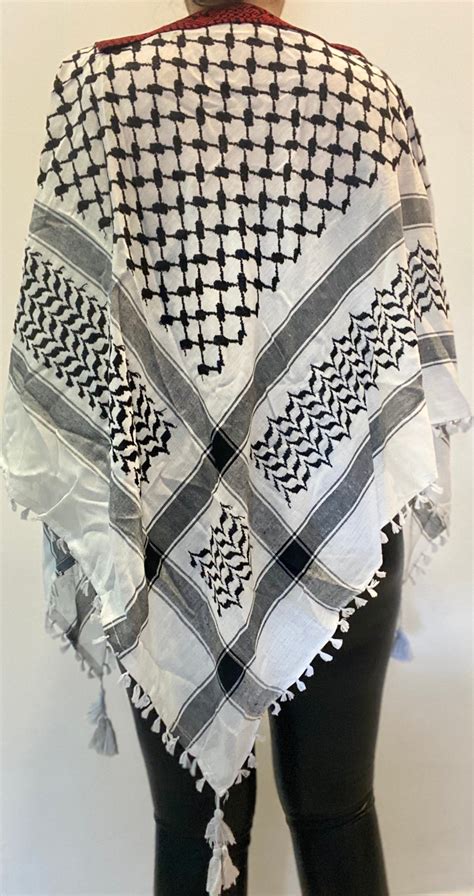 Traditional Palestinian Kufiya Woven Shawl Embroidered | Etsy