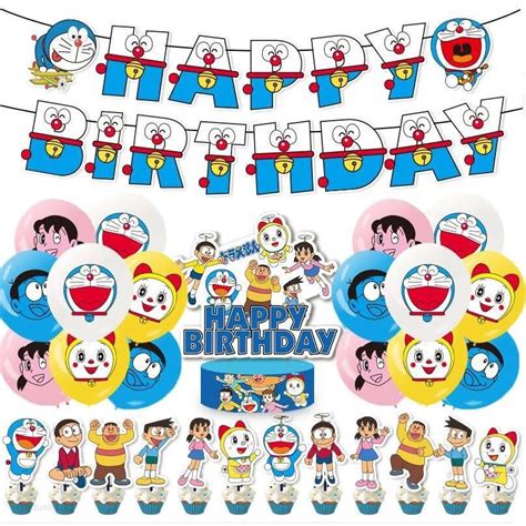 Doraemon Theme Party Decoration Set Anime Cartoon Latex Balloon Banner ...