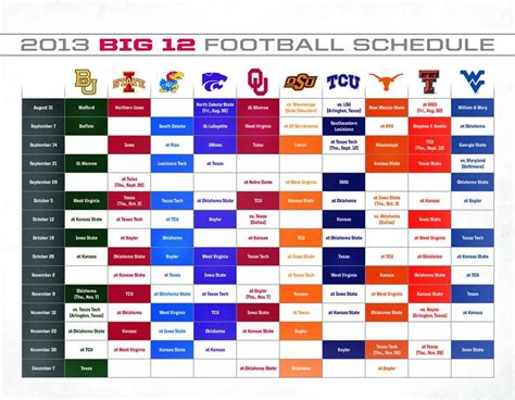 Big 12 Schedule Big 12 Football, Football Season, Football Fans, Sports ...