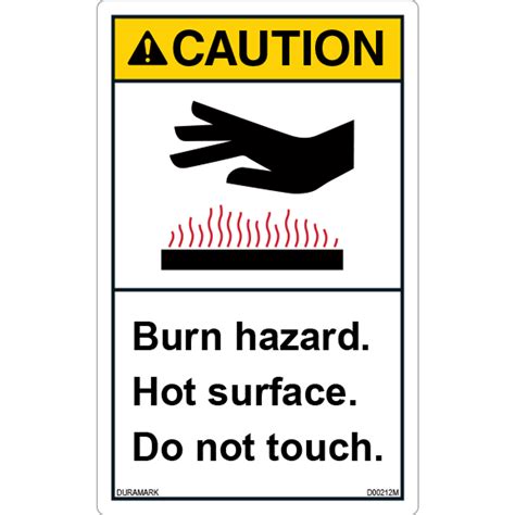 ANSI Safety Label - Caution - Hot Surface - Burn Hazard - Vertical