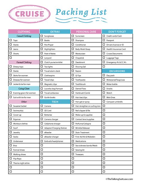 Printable Cruise Checklist