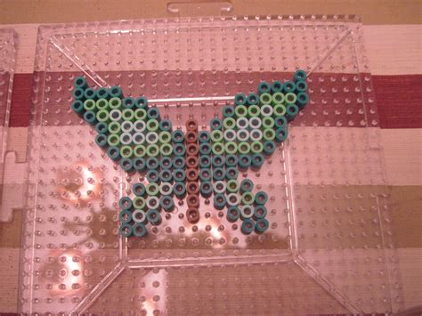 Perler Butterfly | Perler bead crafts, Perler beads, Bead crafts