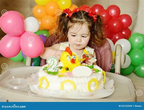 Toddler Girl with Birthday Cake Stock Image - Image of female ...