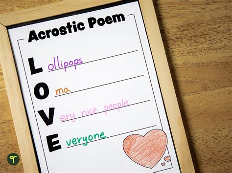 Acrostic Poem Template - LOVE | Teach Starter