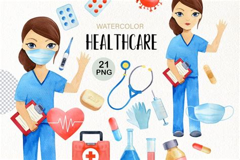 Nurse clipart, Medical illustration, Healthcare clipart PNG