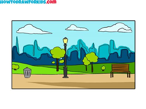 How to Draw a Park - Easy Drawing Tutorial For Kids