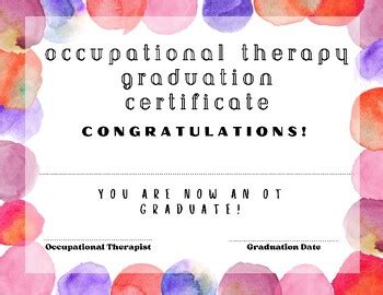 Occupational Therapy Graduation certificates - bulk by Seasons of ...