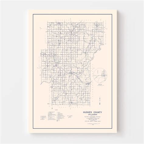 Vintage Map of Hughes County, Oklahoma 1936 by Ted's Vintage Art