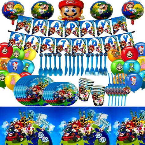 Super Mario Games Mario Balloons Set Cartoons Around Number Aluminum ...