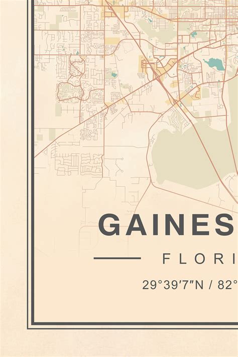 Gainesville Map Gainesville Florida Map Vintage Gainesville | Etsy