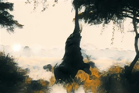 Hanging Elephant - Digital Altered Photograph - Modern Art Poster ...