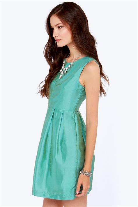 Lovely Seafoam Dress - Sage Green Dress - Skater Dress - Taffeta Dress ...