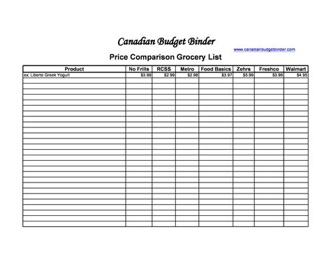 Free Price Comparison Template - FREE PRINTABLE TEMPLATES