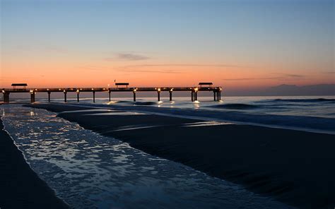 HD wallpaper: beach, ocean, pier, sunset | Wallpaper Flare