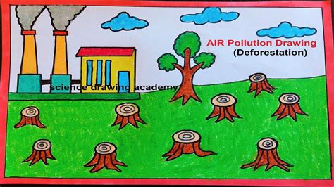 air pollution (land pollution or deforestation) drawing easy and simple ...