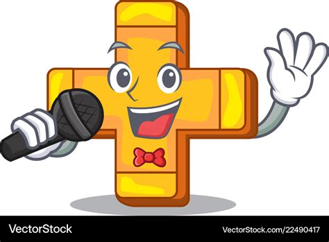 Singing retro plus sign addition symbol cartoon Vector Image