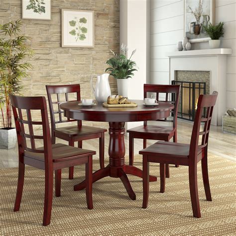 Lexington 5-Piece Wood Dining Set, Round Table and 4 Window Back Chairs ...